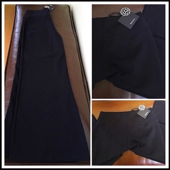 BLACK WIDE LEG KNIT PALAZZO PANTS A3C - Picture 5 of 8